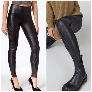 Spanx  Faux Leather Moto Leggings Pants. Black.